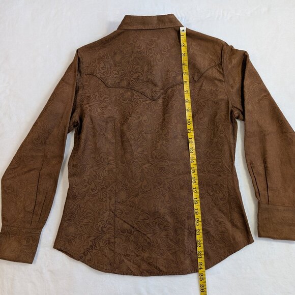 Vintage Western Roper Shirt Paisley Microsuede Pearl Snap Women Small Embossed - Picture 10 of 11